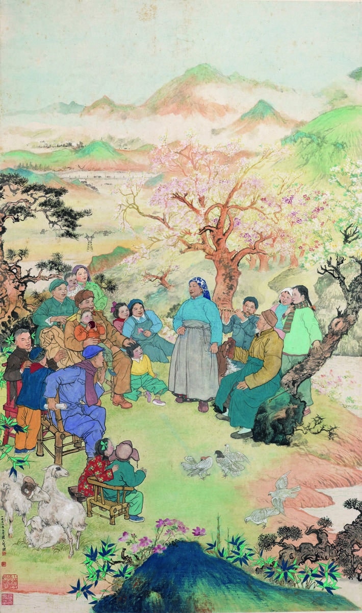 CHENG Shifa / 程十发, Singing the spring of the motherland / 歌唱祖国的春天, 137x81cm, 1957