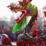 Colored Dragon Dance Celebrates Lantern Festival Photo by Li Peixian