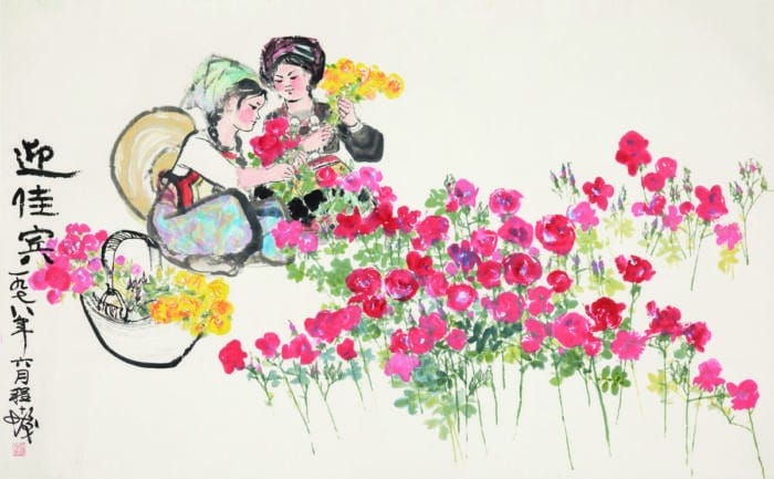 CHENG Shifa / 程十发, Welcoming Guests / 迎嘉宾, 189 × 364 cm, 1978
