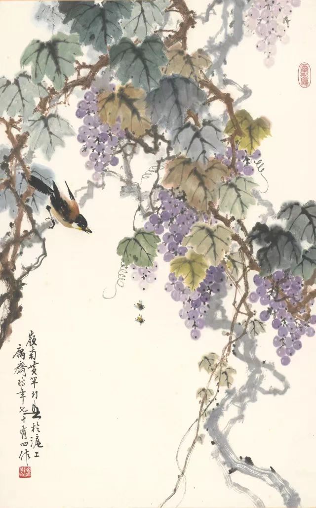 HUANG Huanwu, Grapes · Bird, 96.5 x 60 cm, Collection of the China Art Museum